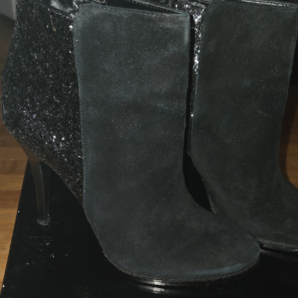 BCBG Paris Black Glitter Heeled Boots